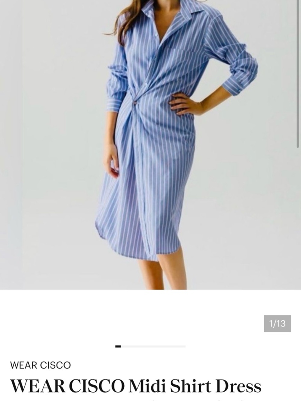 Wear Cisco Pippen Blue and White Striped Button-Front Shirt Dress NWT